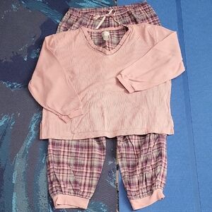 Soft Pink Plaid Women's Pajama Set